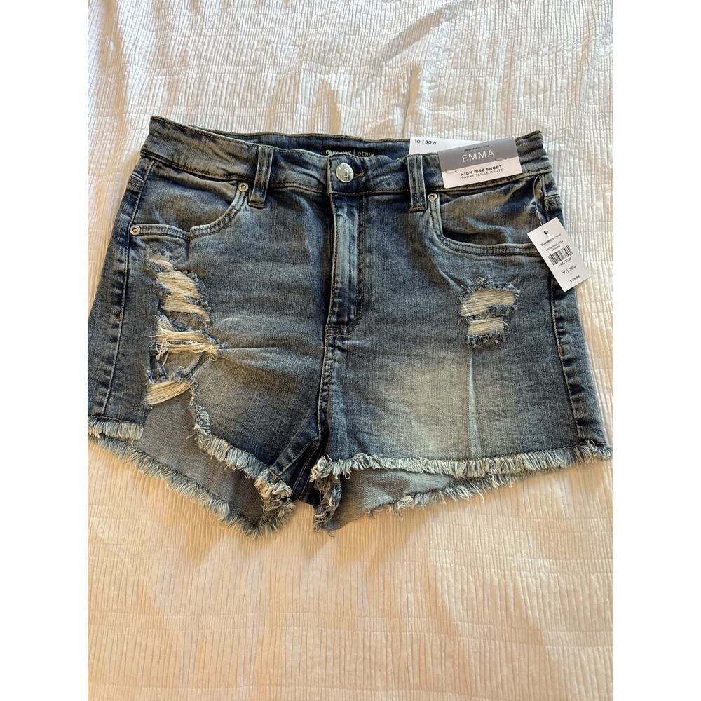 NWT Bluenotes Denim Emma High Rise Shorts Blue Women's 10 30w Distressed Cutoff
